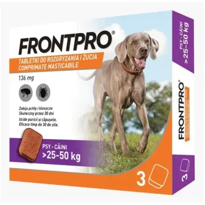 Antiparazitar extern pentru caini  25 - 50 kg Frontpro x 3 tablete