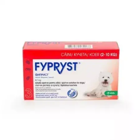 Antiparazitar extern pentru caini Fypryst S 2-10 kg x 3 pipete