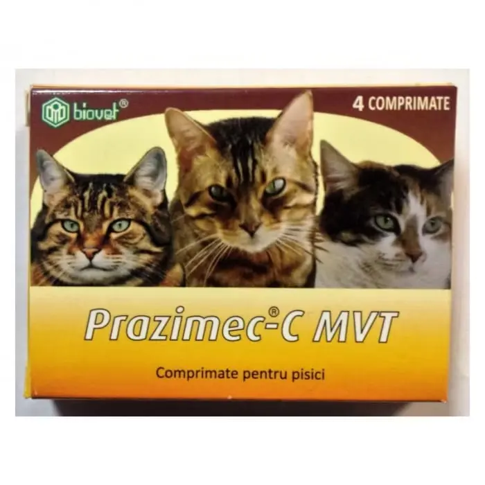Antiparazitar intern pentru pisici Prazimec C 4 comprimate