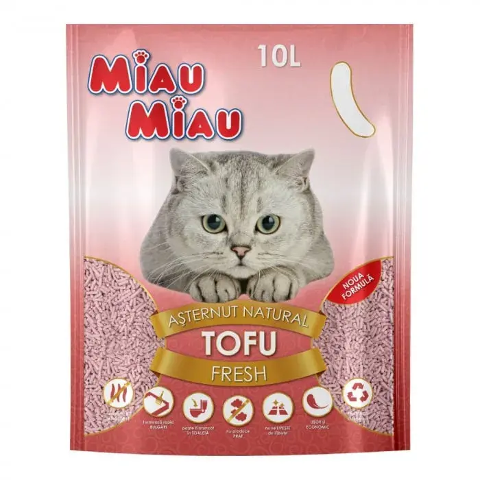 Asternut igienic pentru pisici Miau Miau Tofu Fresh 10L