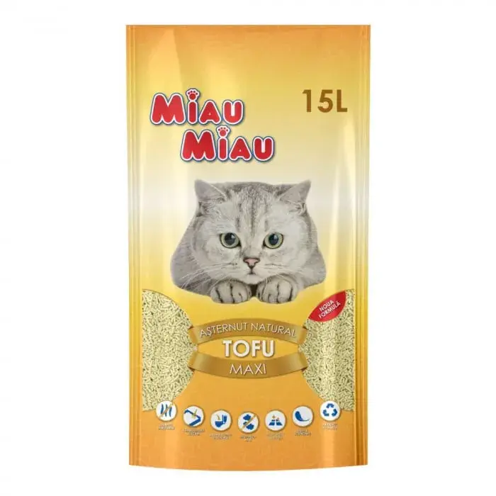 Asternut igienic pentru pisici Miau Miau Tofu Maxi Vanilie 15L
