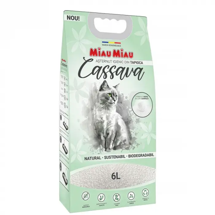 Asternut igienic pentru pisici Miau Miau Cassava 6 L   2,5 kg