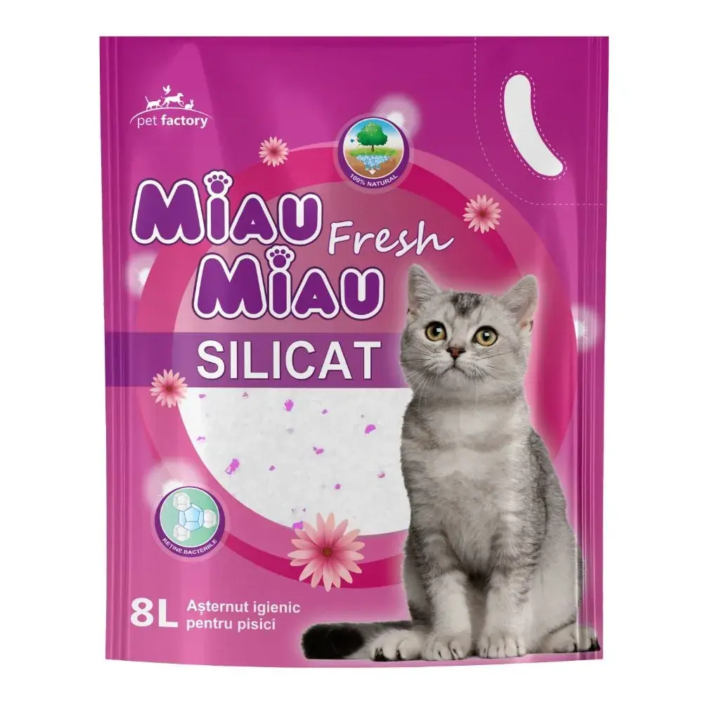 Asternut igienic pentru pisici Miau Miau Silicat Floral 8L