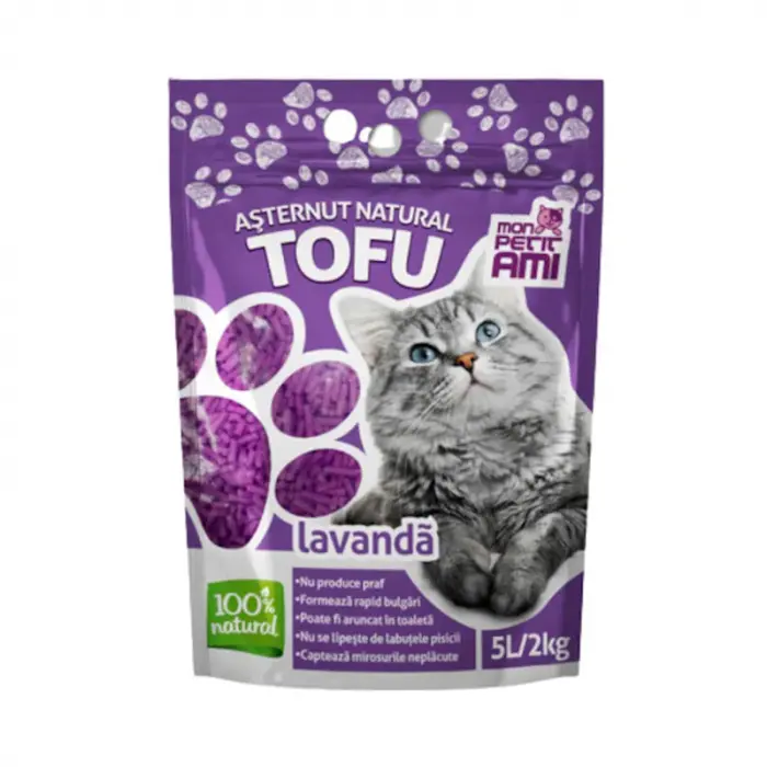 Asternut igienic pentru pisici Mon Petit Ami Tofu Lavanda 5L   2 kg