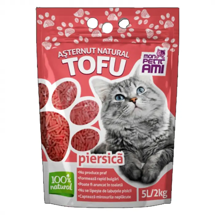 Asternut igienic pentru pisici Mon Petit Ami Tofu cu Piersica 5L