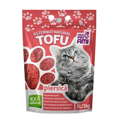 Asternut igienic pentru pisici Mon Petit Ami Tofu Piersica 5L   2 Kg