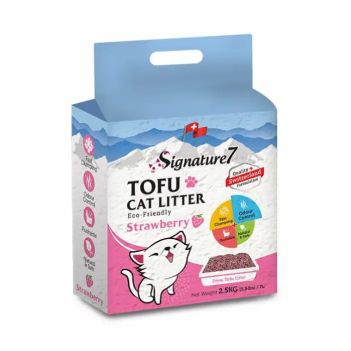 Asternut igienic pentru pisici Signature7 Tofu cu aroma de Capsuni 7L