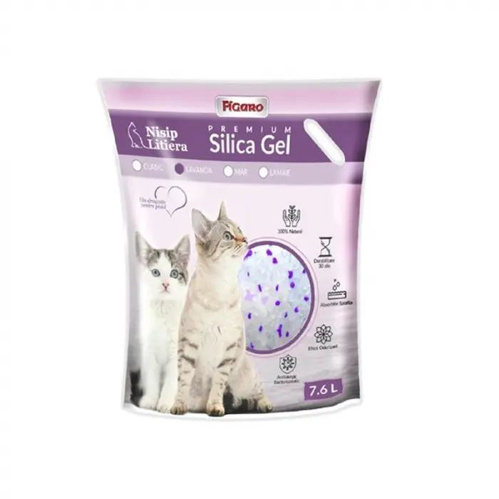 Asternut igienic pentru pisici Silica Gel Figaro 7,6L cu lavanda