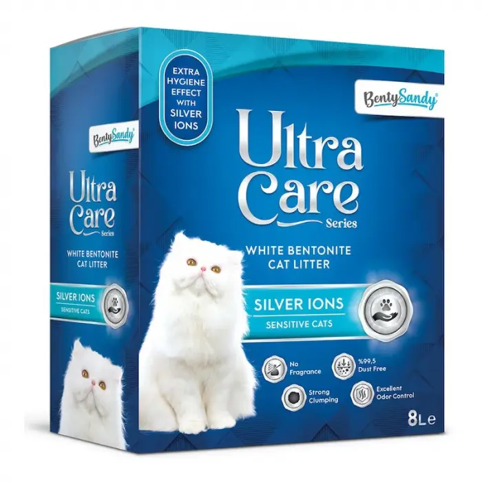 Asternut igienic pentru pisici Ultra Care cu ioni de argint pentru pisici sensibile 8L