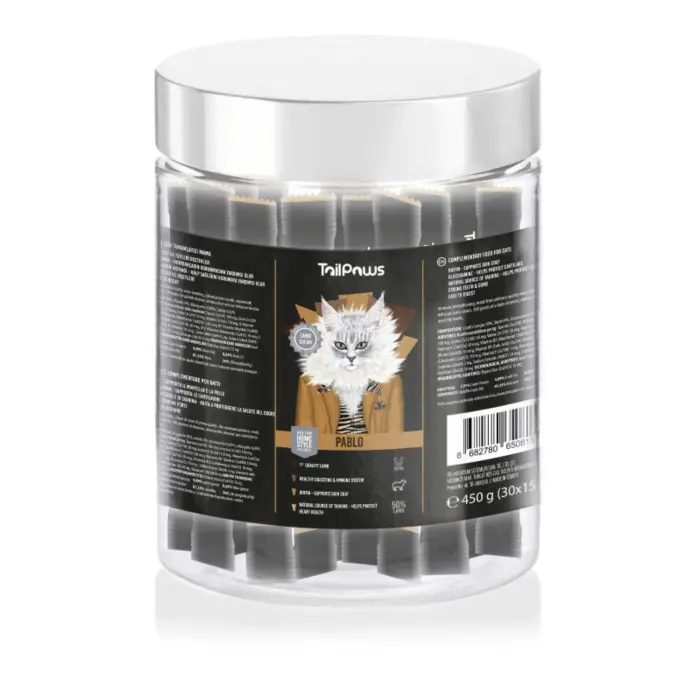 Gustare pentru pisici Tail Paws Pablo Crema cu inimi de pasare 30 buc   cutie
