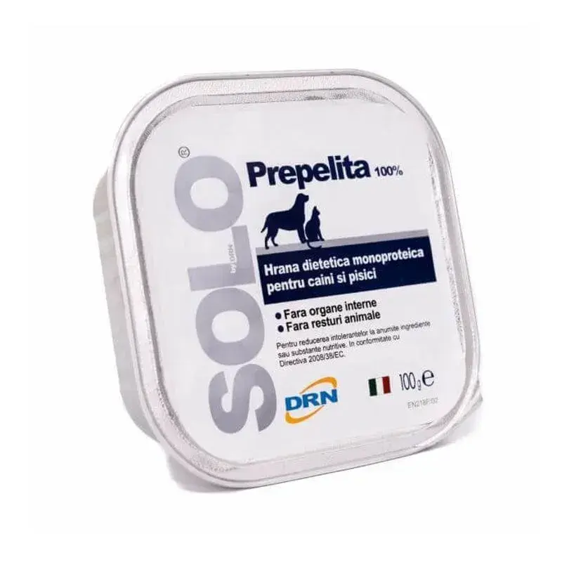Hrana dietetica monoproteica pentru caini  pisici Solo cu preprelita 100 gr