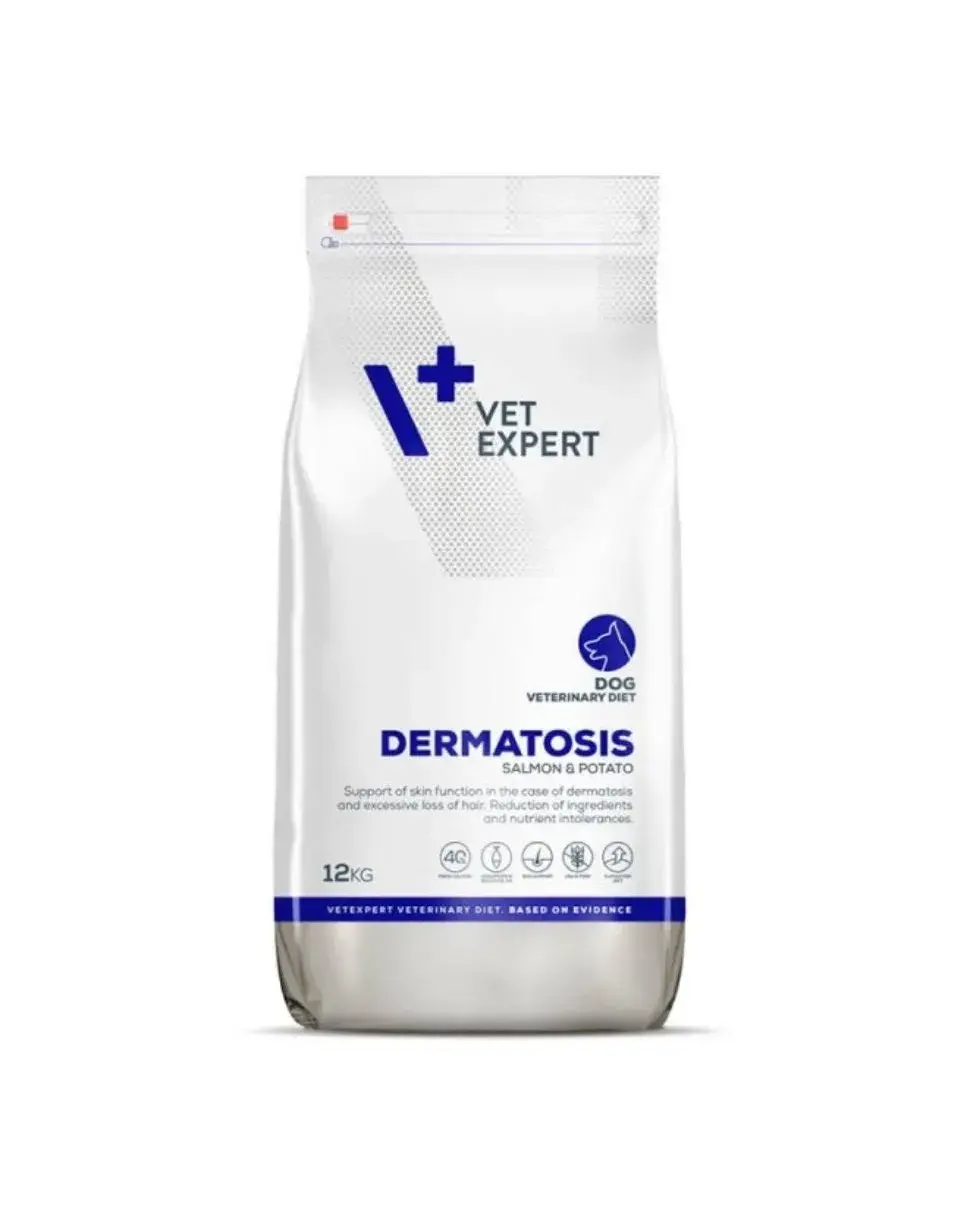 Hrana dietetica pentru caini Vetexpert 4T Dermatosis cu somon  cartof 12 kg