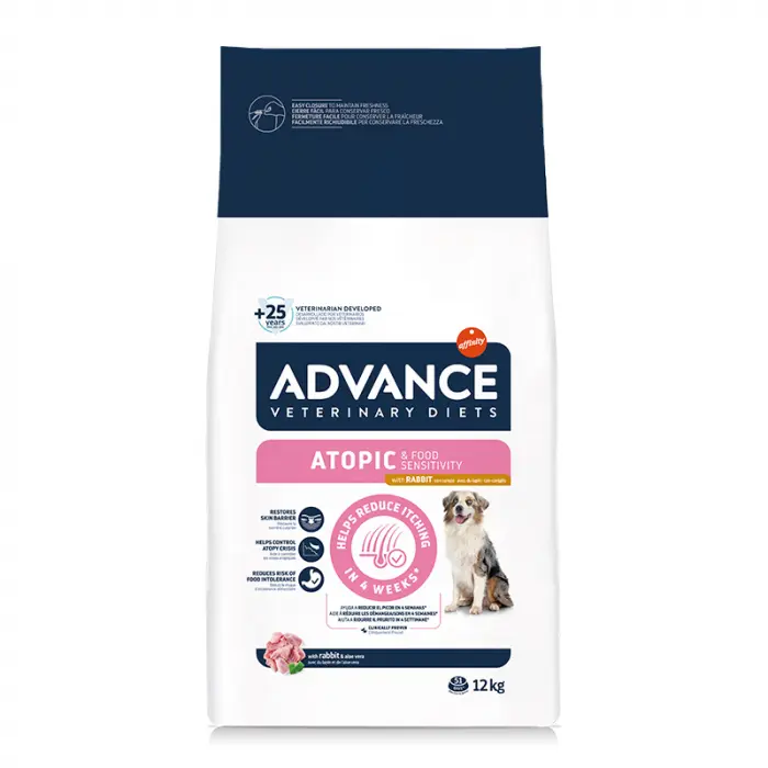 Hrana dietetica pentru caini Advance Atopic Derma Care cu iepure 12 kg