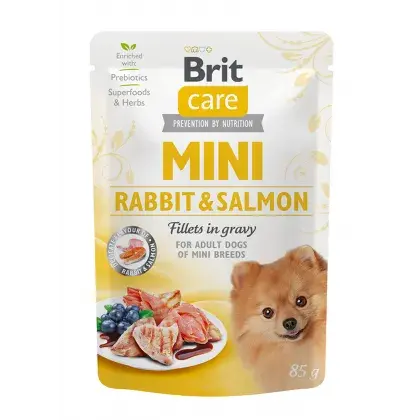 Hrana umeda pentru caini Brit Mini Adult Fillets in Gravy cu iepure somon 85 gr