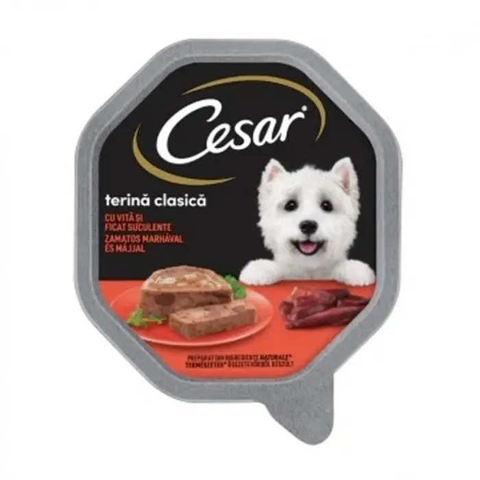 Hrana umeda pentru caini Cesar cu vita si ficat 150 g