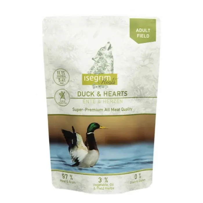 Hrana umeda pentru caini Isegrim cu rata 410 gr