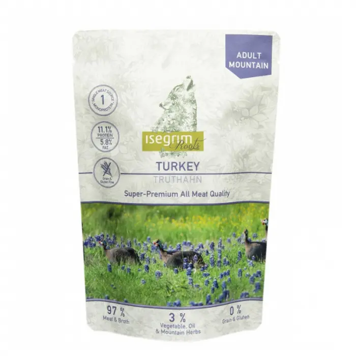 Hrana umeda pentru caini Isegrim Adult cu curcan 410 gr