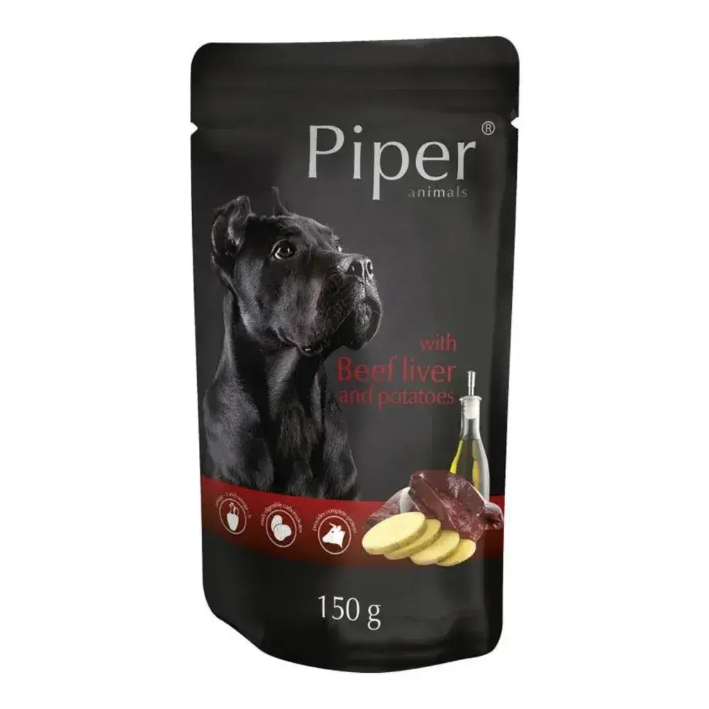 Hrana umeda pentru caini Piper Adult cu ficat de vita  cartofi 500 gr