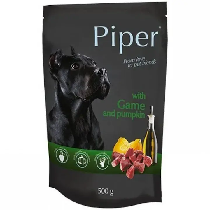 Hrana umeda pentru caini Piper Adult cu vanat dovleac 500 gr