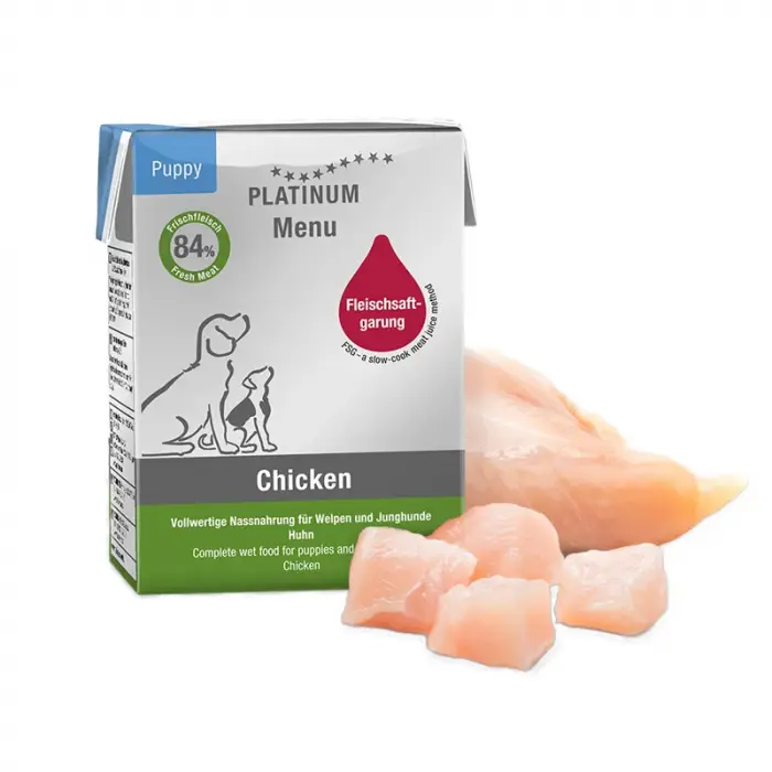 Hrana umeda pentru caini Platinum Menu Junior cu pui 185 gr