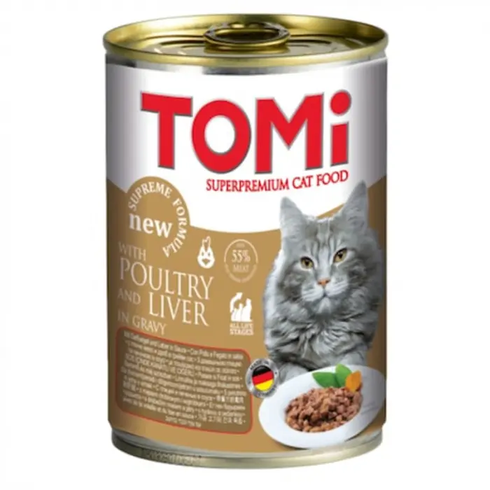 Hrana umeda pentru pisici Tomi cu pui  ficat  400 gr