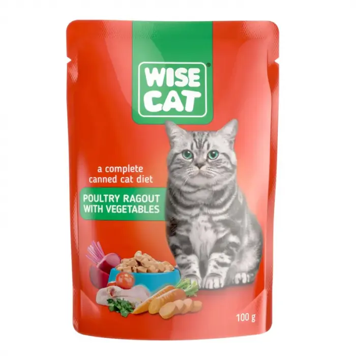 Hrana umeda pentru pisici Wise cu tocana de pasare si legume 100 gr
