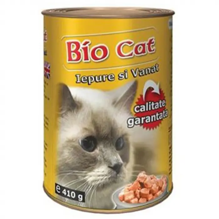 Hrana umeda pentru pisici Biocat cu iepure  vanat 410 gr