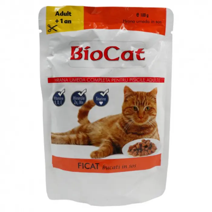 Set 24 buc x 100 gr Hrana umeda pentru pisici Biocat cu ficat in sos
