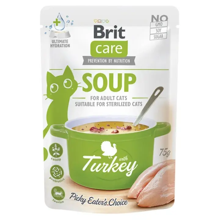 Hrana umeda pentru pisici Brit Care Soup cu curcan 75 gr
