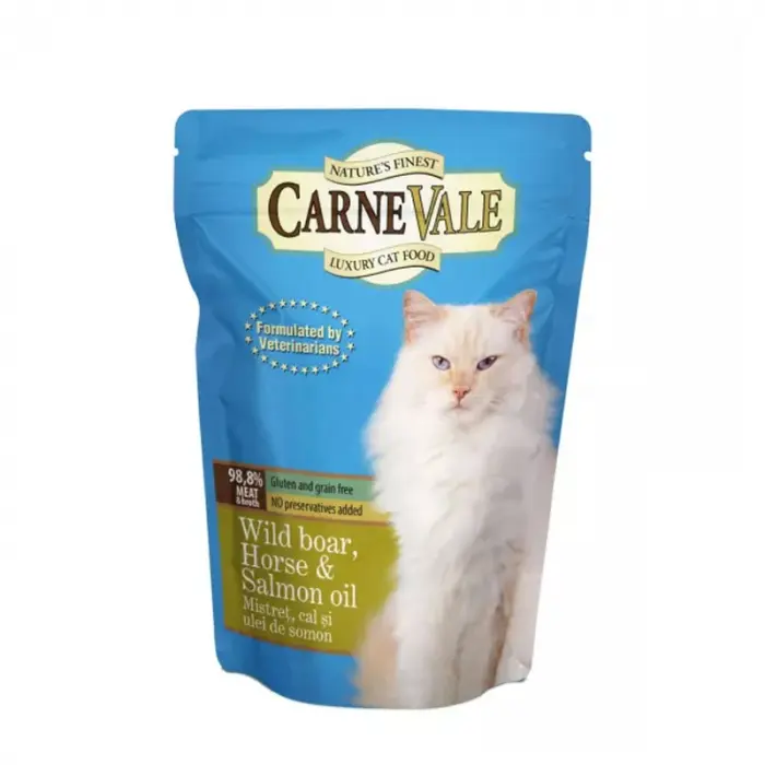 Hrana umeda pentru pisici Carnevale cu mistret, cal  ulei de somon 85 gr