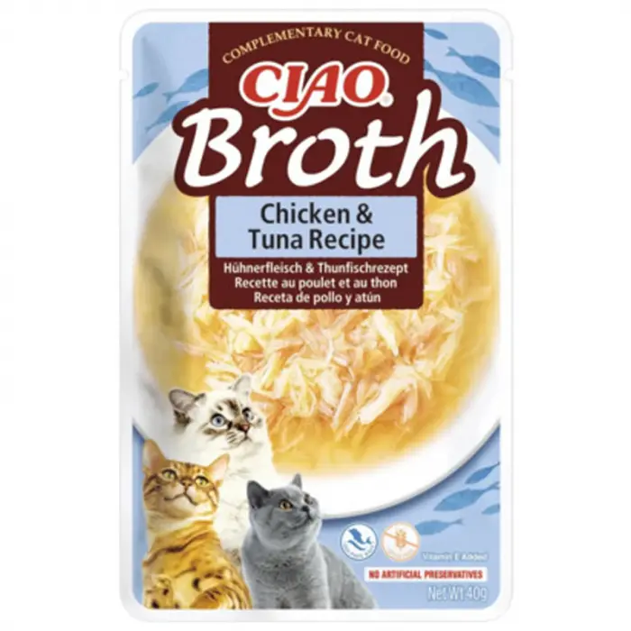 Hrana umeda pentru pisici Ciao Broth cu pui  ton 40 gr