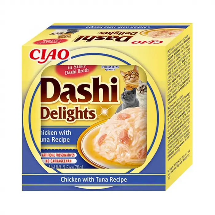 Hrana umeda pentru pisici Ciao Dashi Delights cu pui  ton 70 gr
