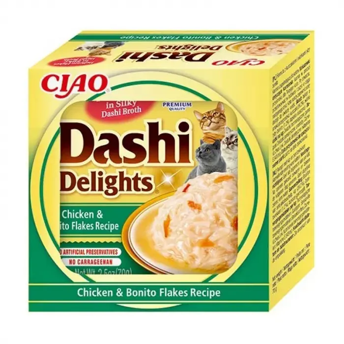 Hrana umeda pentru pisici Ciao Dashi Delights cu pui  bonito 70 gr