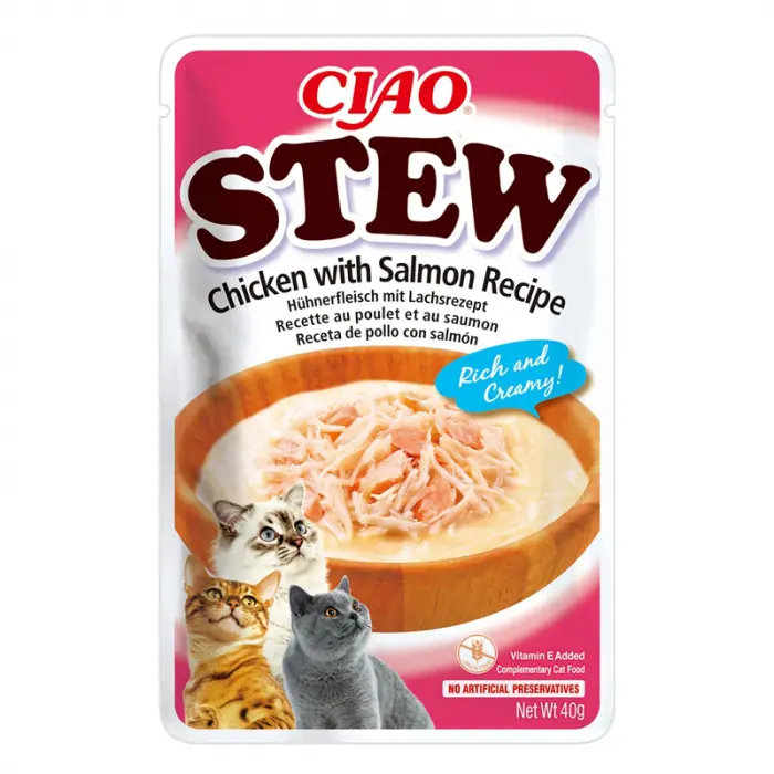 Hrana umeda pentru pisici Ciao Stew cu pui  somon 40 gr
