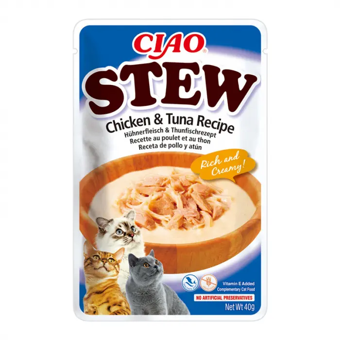 Hrana umeda pentru pisici Ciao Stew cu pui  ton 40 gr