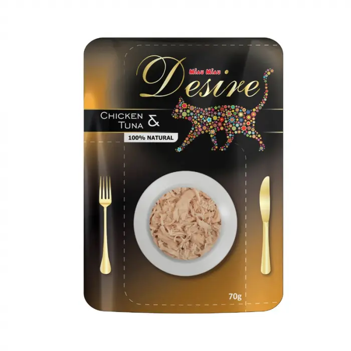 Hrana umeda pentru pisici Desire cu pui file ton in supa 70 gr