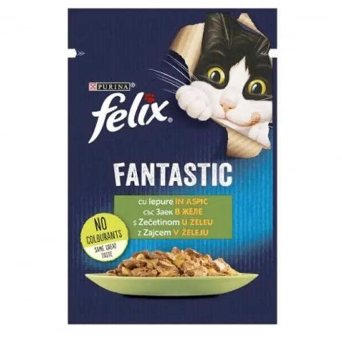 Set 26 buc x 85 gr Hrana umeda pentru pisici Felix Fantastic cu iepure
