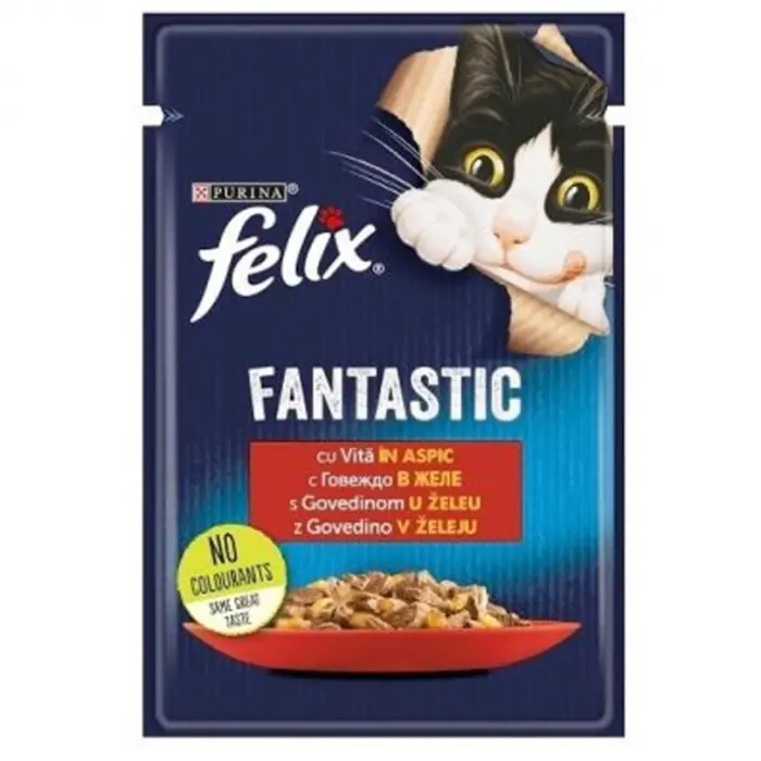 Set 26 buc x 85 gr Hrana umeda pentru pisici Felix Fantastic cu vita