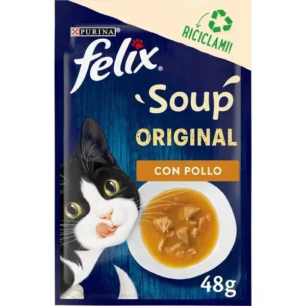 Hrana umeda pentru pisici Felix Soup Original cu pui 48 gr