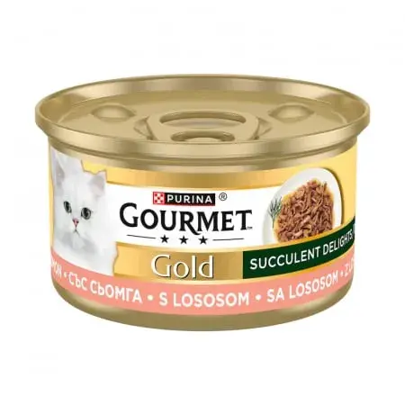 Hrana umeda pentru pisici Gourmet Gold Succulent Delights cu somon 85 gr