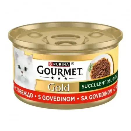 Hrana umeda pentru pisici Gourmet Gold Succulent Delights cu vita 85 gr