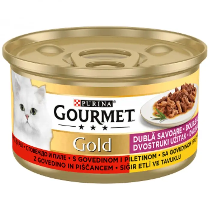 Set 24 buc x 85 gr Hrana umeda pentru pisici Gourmet Gold cu vita  pui