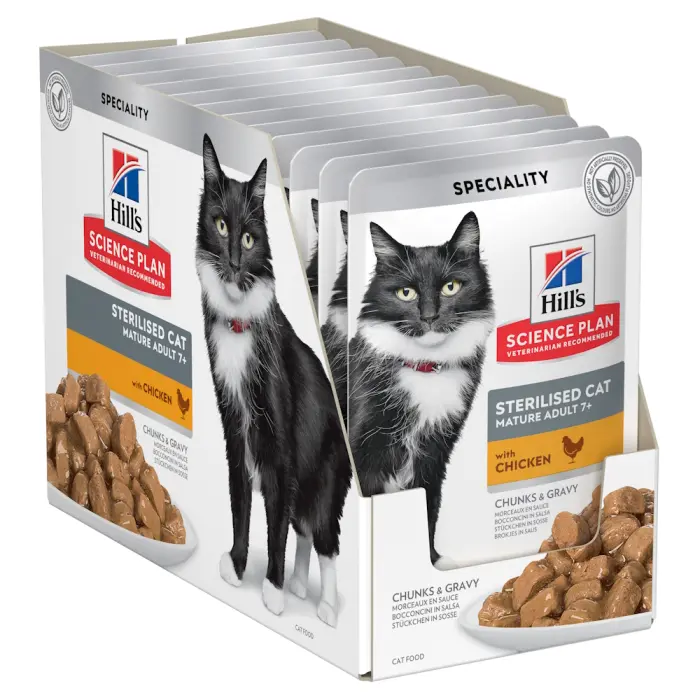 Hrana umeda pentru pisici Hill s SP Sterilised Mature cu pui 85 gr