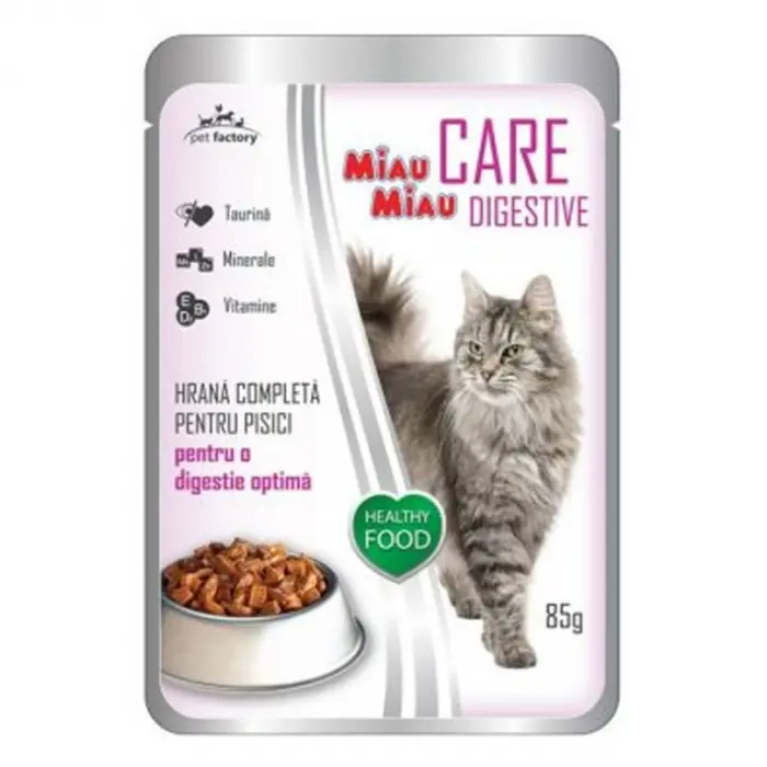 Hrana umeda pentru pisici Miau Miau Care Digestive cu miel 85 g