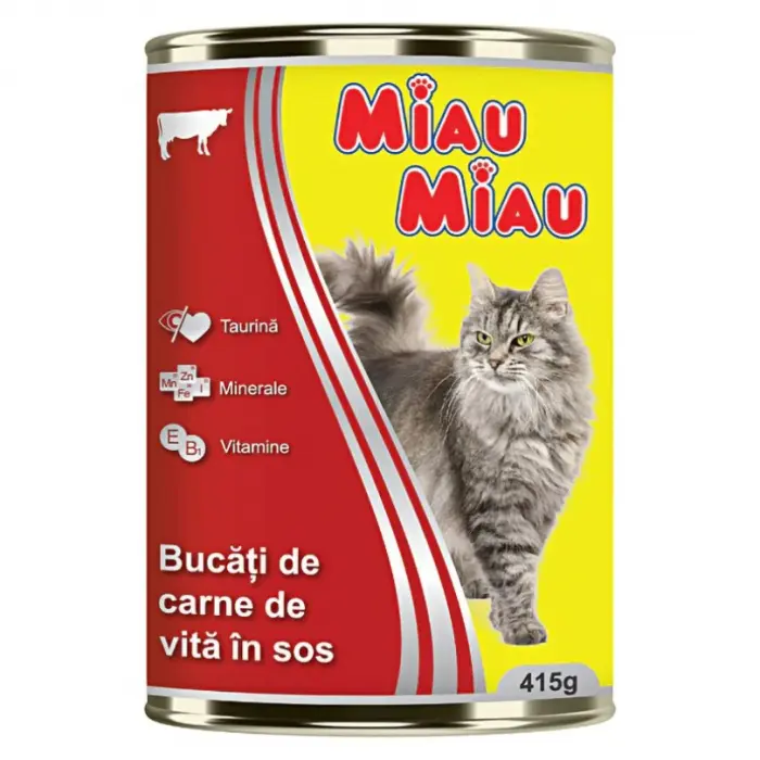 Conserve pentru pisici Miau Miau cu vita 415 gr