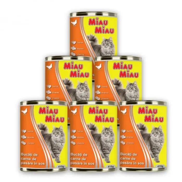 Set 24 buc x 415 gr Conserve pentru pisici Miau Miau cu pui