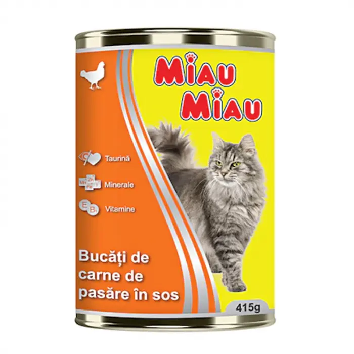 Conserva pentru pisici Miau Miau cu pui 415 gr