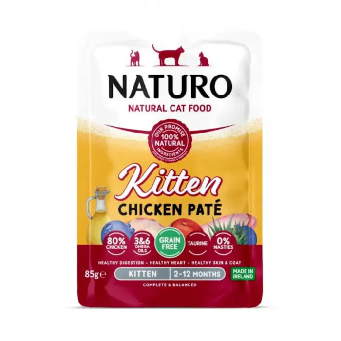 Hrana umeda pentru pisici Naturo Kitten Mousse cu pui 85 gr