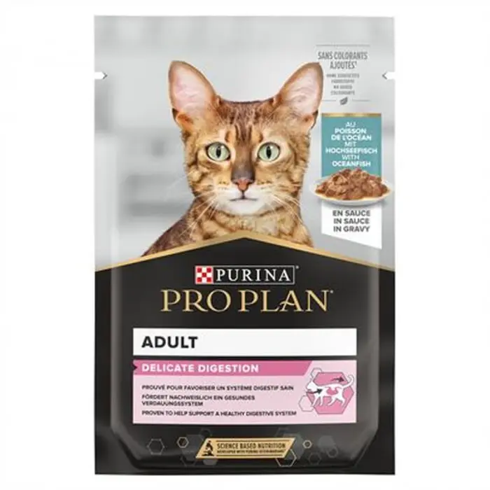 Hrana umeda pentru pisici Pro Plan Delicate Nutrisavour cu peste oceanic in sos 85 g