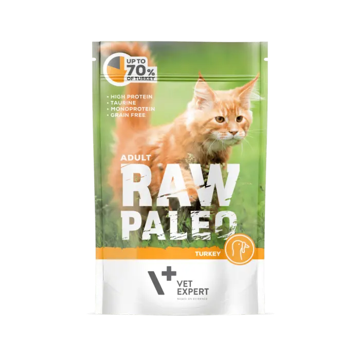 Hrana umeda pentru pisici Raw Paleo Adult cu curcan 100 gr